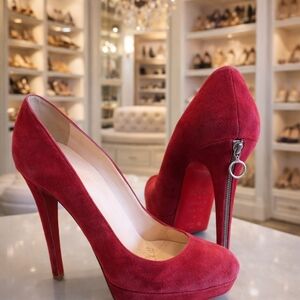 Elegant Red Suede Women's Heels